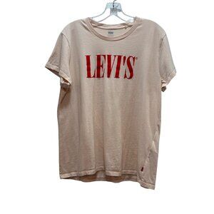 Levis Pink Graphic T-Shirt XL Red Logo Spell Out